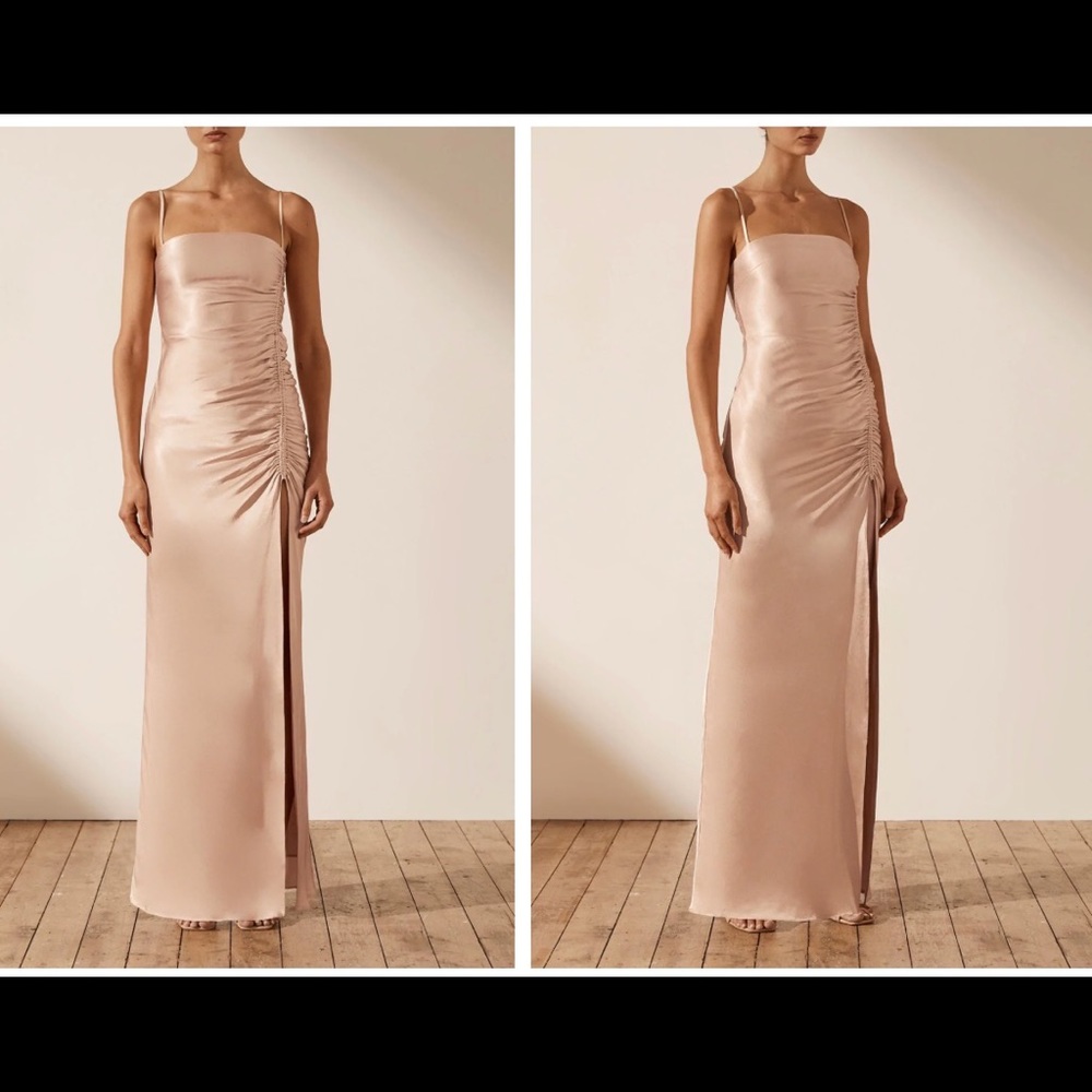 Shona Joy La Lune Ruched Maxi Dress in Dusty Rose. Brand new with tags